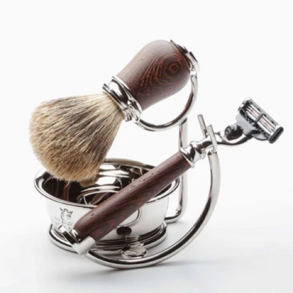 KING'S CROWN  4 Piece African Wood Shaving Set New